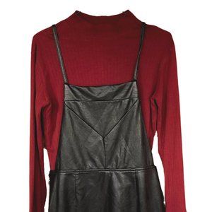 7/$45 Women’s Pleather Black Overalls Dress Medium